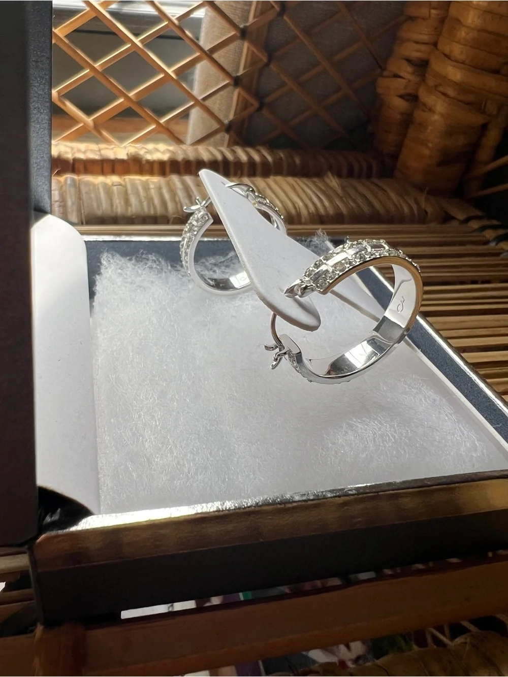 Silver-Plated Genuine Crystal Hoop Earrings -